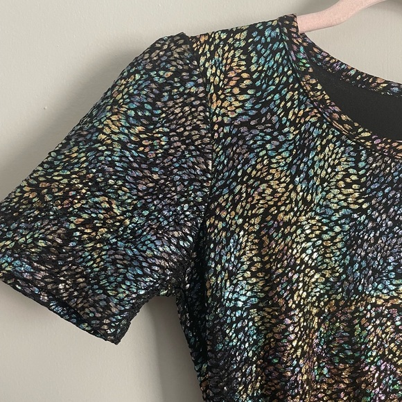 Lularoe Elegant Unicorn Amelia Dress Oil Slick Rainbow Mermaid Metallic - Picture 6 of 14